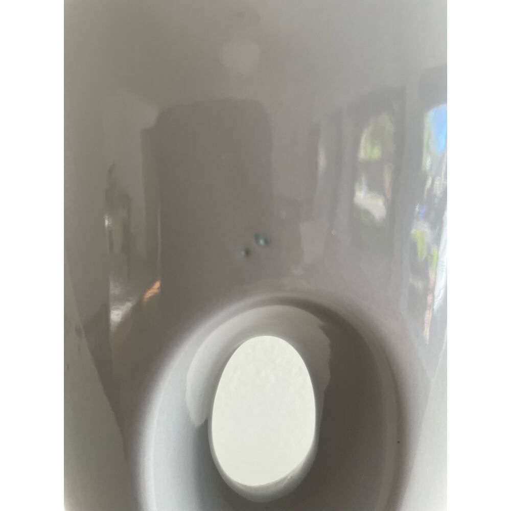 Modern ceramic ring vase. Glossy gray. Inside is not glossy. 9 in tall - Picture 4 of 8
